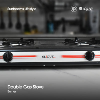 SLIQUE Premium Non-Stick Double Gas Burner Auto Ignition Cooking Essentials
