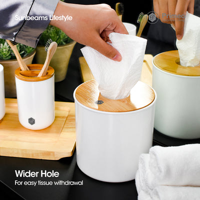 PRIMEO Premium Bamboo Toilet Roll Holder 13x13x13cm Modern Italian Design Amazing Gift Idea For Any Occasion!