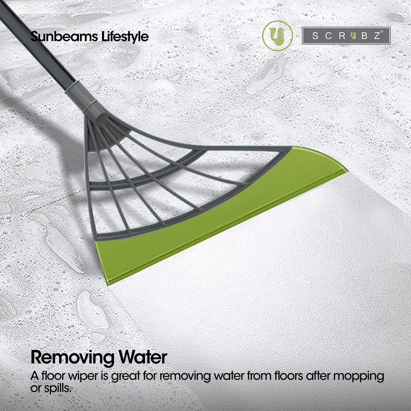 SCRUBZ Premium Floor Wiper, Rubber Blade/Foam Floor Sweeper, Magic Broom, Car Wiper, Bathroom Wiper with Easy Grip Handle - Heavy Duty Cleaning Essentials
