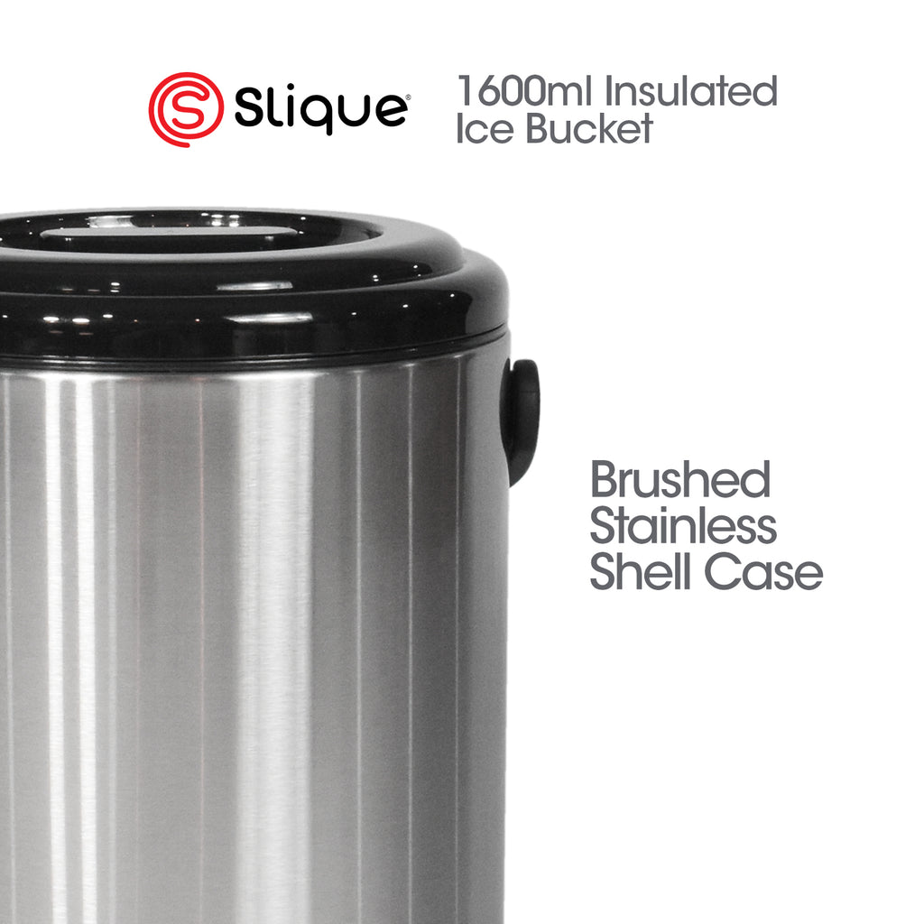 SLIQUE Premium Insulated Ice Bucket w/ Tong 2200ml (Silver)