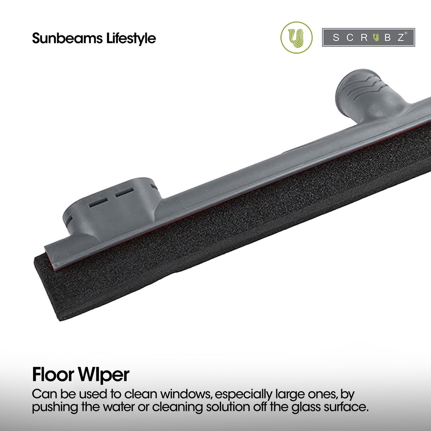 SCRUBZ Premium Floor Wiper, Rubber Blade/Foam Floor Sweeper