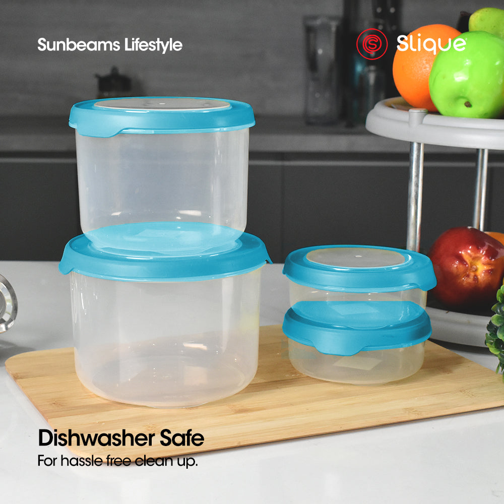 SLIQUE Premium Round Food Container Set of 4 (Aqua Green)