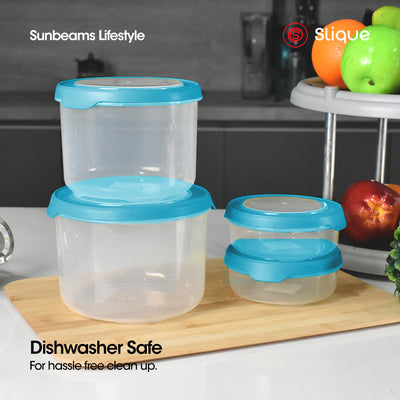 SLIQUE Premium Round Food Container Set of 4 (Aqua Green)