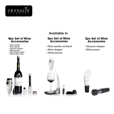 CRYSALIS Premium Wine Accessories Set of 8 Modern Italian Design Amazing Gift Idea For Any Occasion!