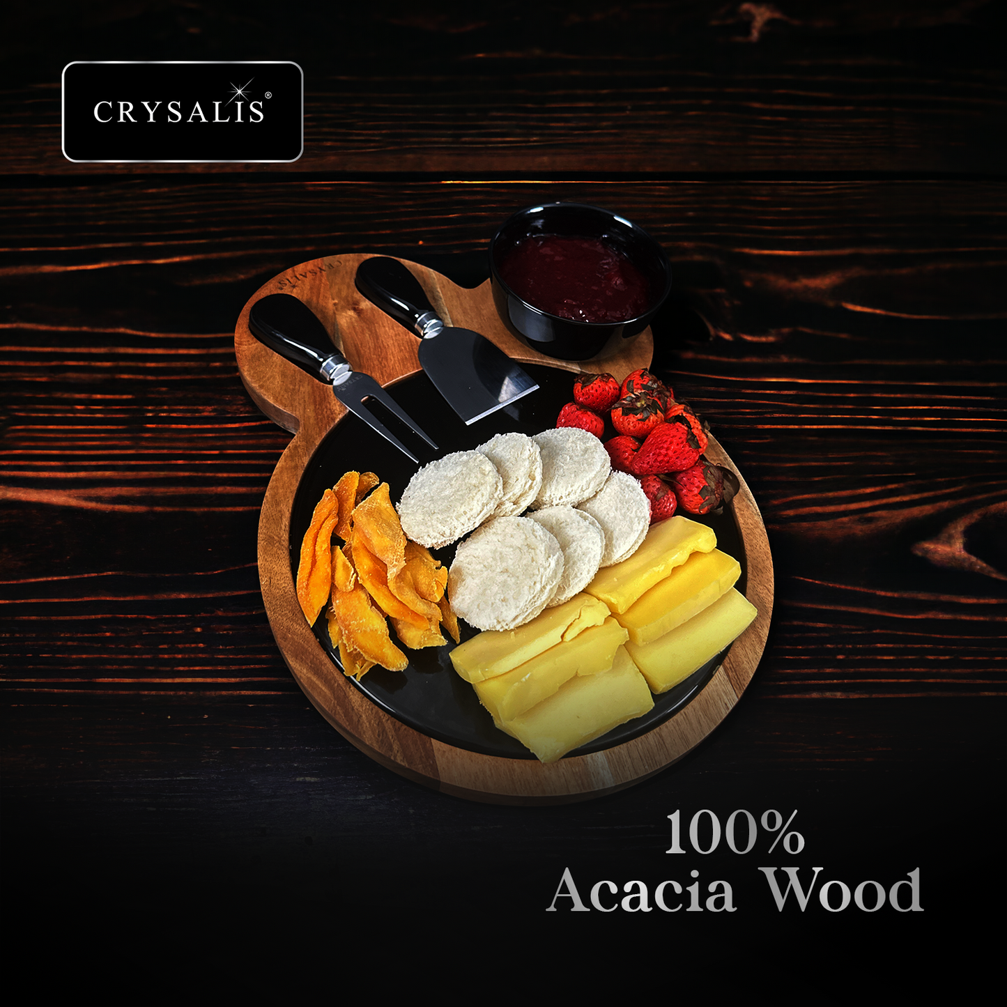 CRYSALIS Premium Cheese Set Cheese Board, Charcuterie [Set of 5/Set of 7] - Acacia Wood