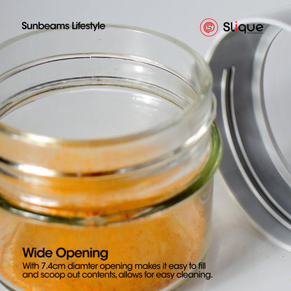 SLIQUE Premium Sodium Glass Condiment Jar Set, Condiments Organizer Bottle 3pcs Jar Set 280ml