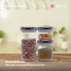SLIQUE Premium PP Square Food Container 350ml|0.35L Airtight (Gray)