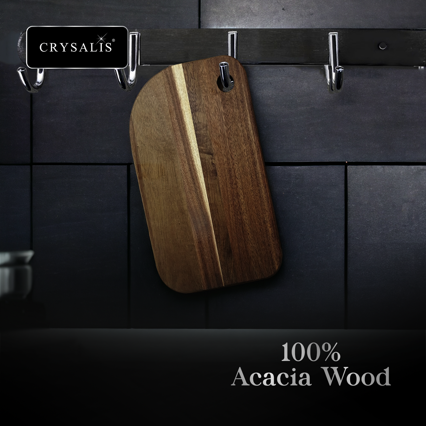 CRYSALIS PREMIUM Cutting Board Small/Large Wooden Chopping Board - Acacia Wood