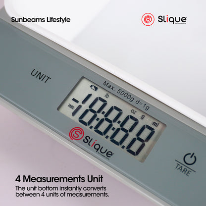 Slique Digital Kitchen Weighing Scale Tempered Glass White High Precission