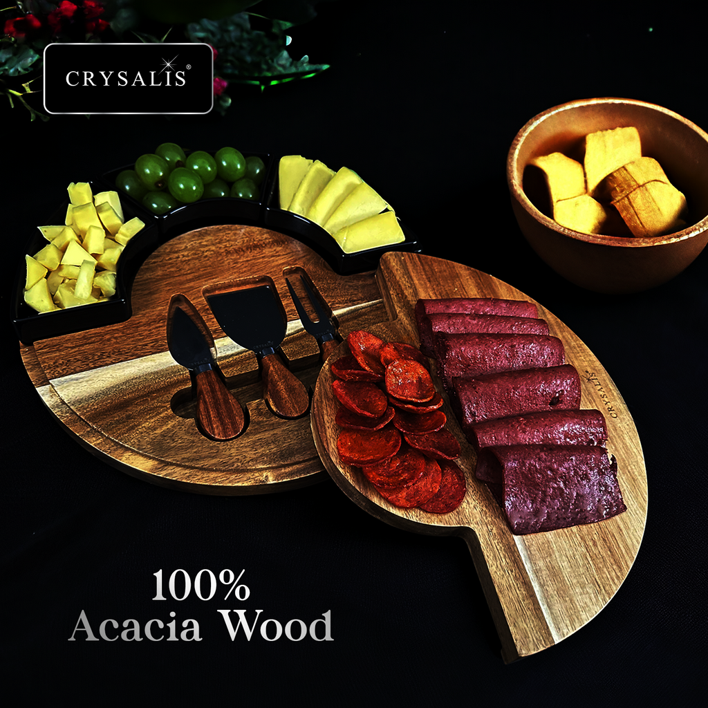 CRYSALIS Premium Cheese Set Cheese Board, Charcuterie [Set of 5/Set of 7] - Acacia Wood