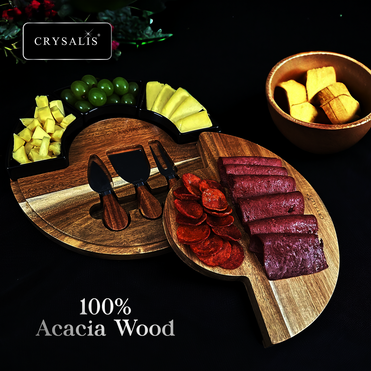 CRYSALIS Premium Cheese Set Cheese Board, Charcuterie [Set of 5/Set of 7] - Acacia Wood