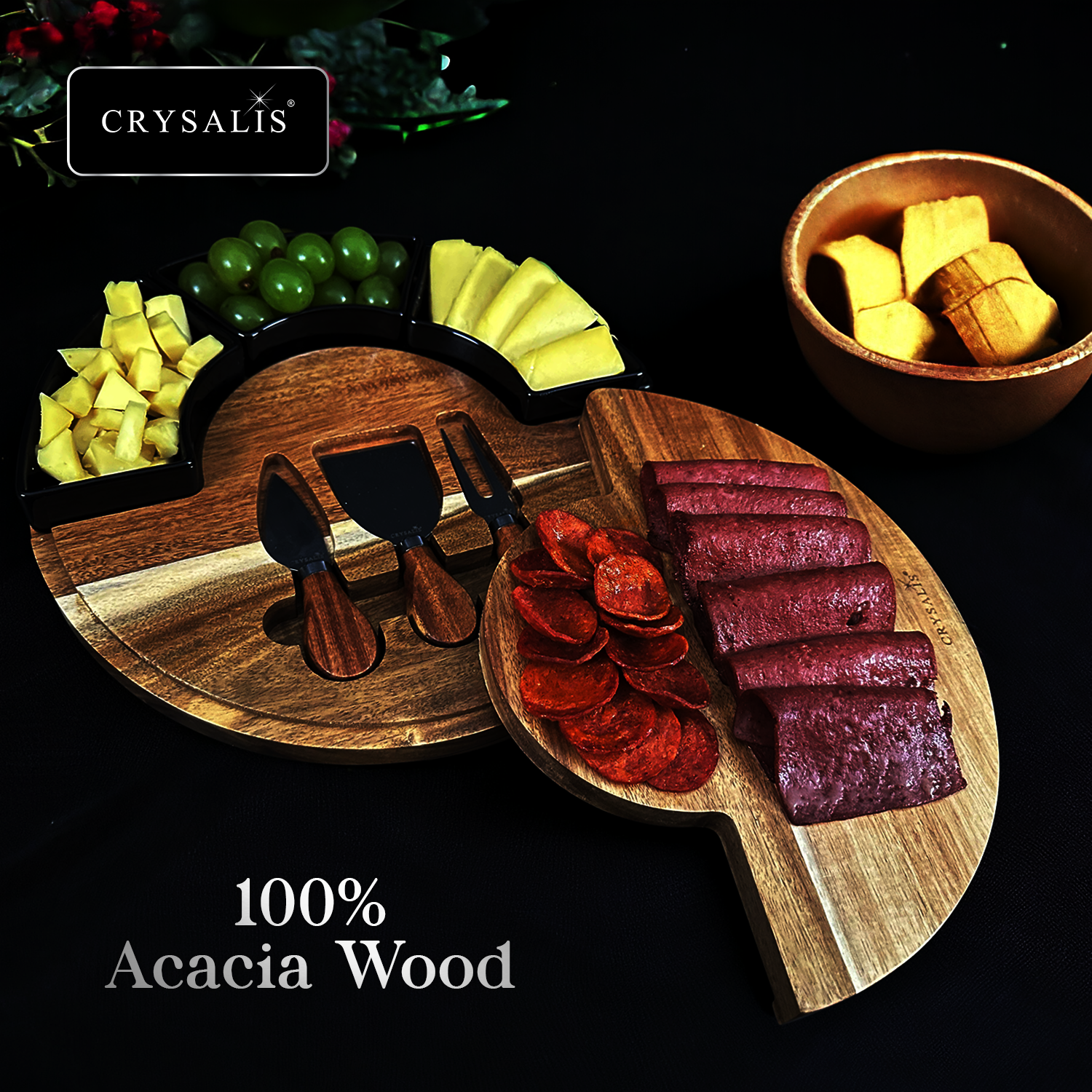 CRYSALIS Premium Cheese Set Cheese Board, Charcuterie [Set of 5/Set of 7] - Acacia Wood