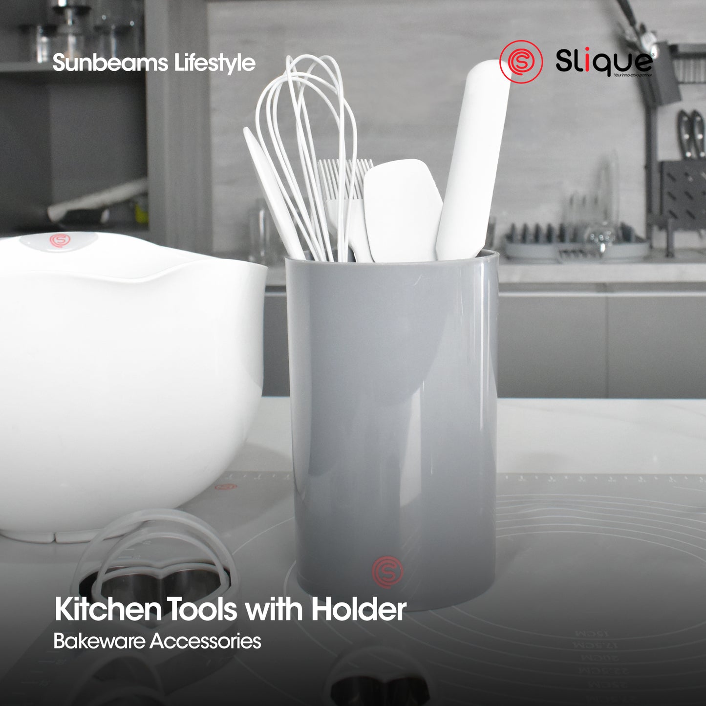 SLIQUE Premium Silicone Kitchen Tools Set w/ Holder Set of 7