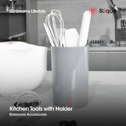 SLIQUE Premium Silicone Kitchen Tools Set w/ Holder Set of 7