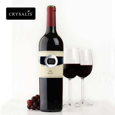 CRYSALIS Premium Wine Accessory Wine Lovers Digital Wine Thermometer Large LCD Display  Modern Italian Design Amazing Gift Idea For Any Occasion!