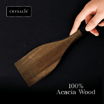 CRYSALIS PREMIUM Silicone Handle Wooden Spoon Turner - Acacia Wood