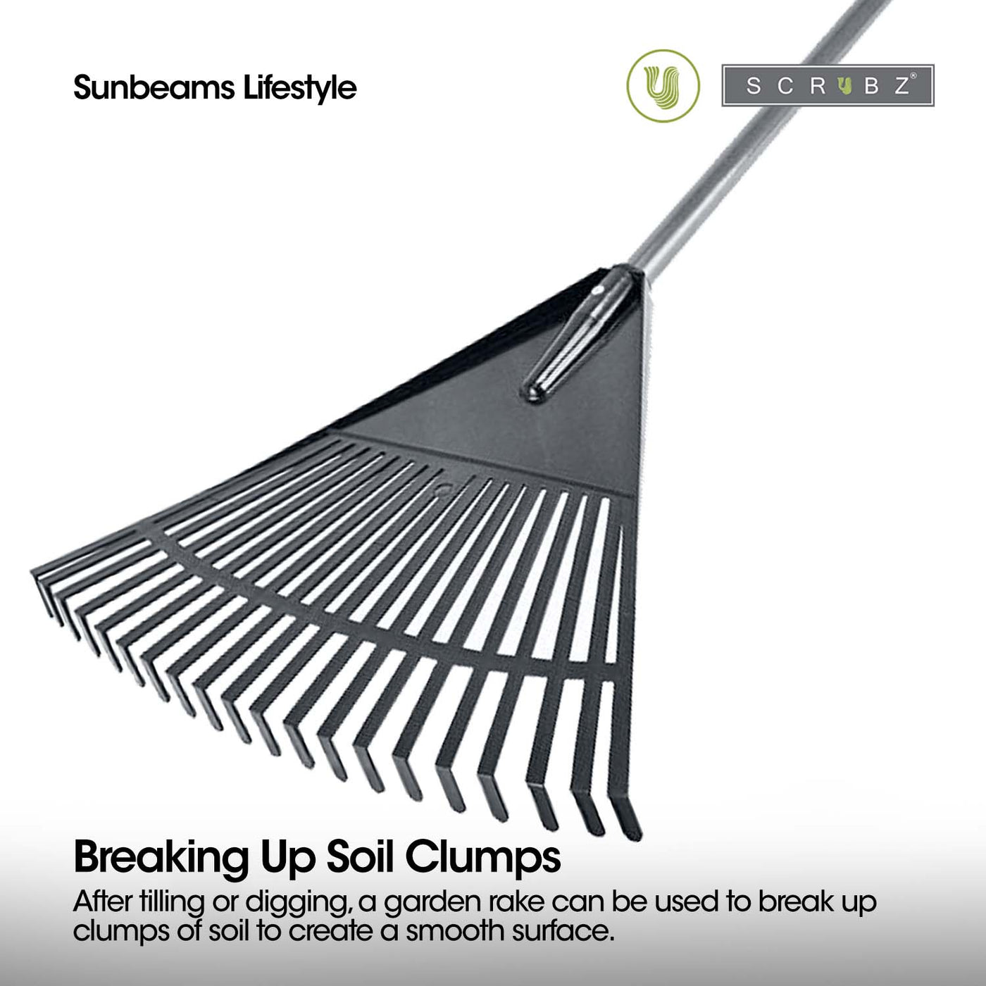 SCRUBZ Premium Claw Garden Rake, Grass Rake, Soil Rake, Leaf Rake, Plastic Rake with Easy Grip Handle - Heavy Duty Cleaning Essentials