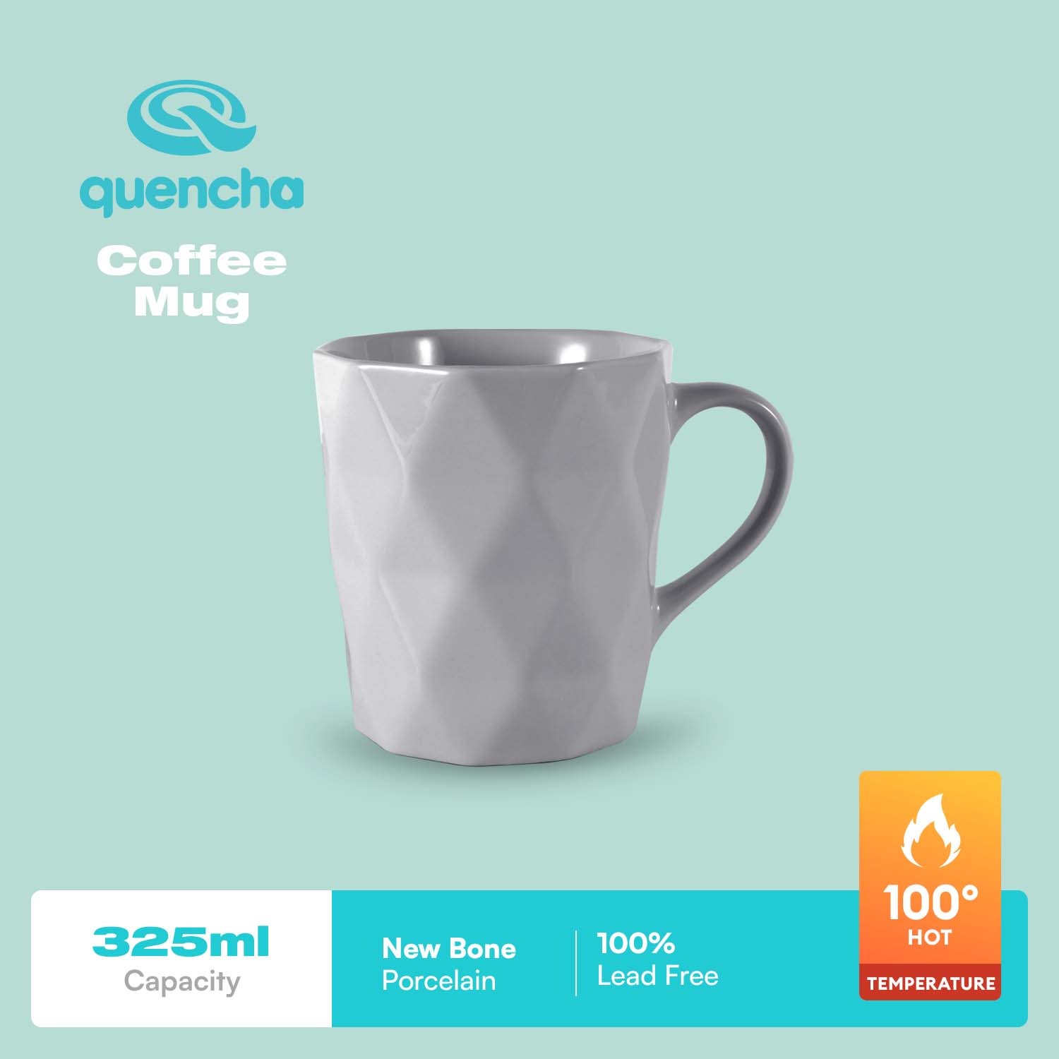 Quencha 325ml Chip Resistant Coffee Mug Porcelain Coffee Cup