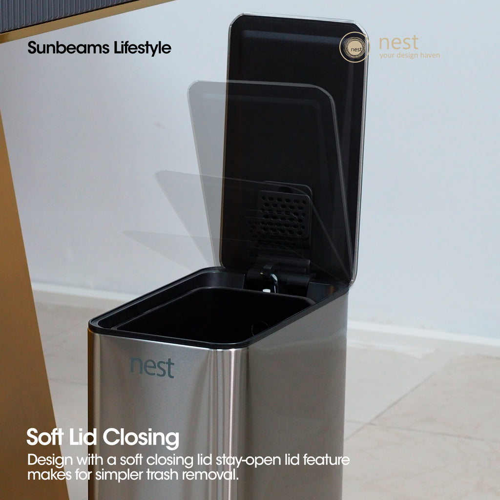 PRIMEO Stainless Steel Pedal Bin Soft Close Trash Bin Garbage Waste Bin with Removable Inner Bucket