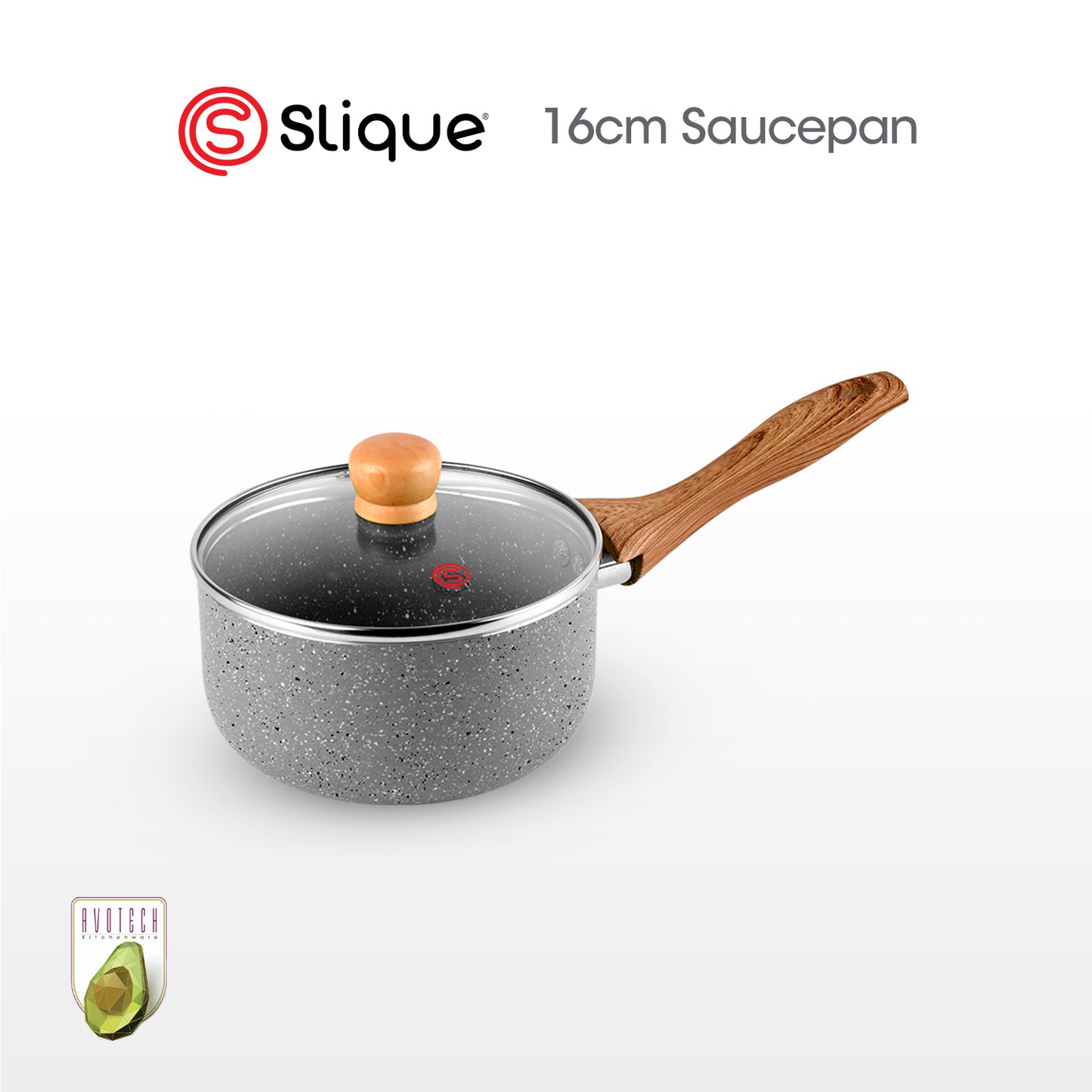 SLIQUE Avotech Marble Non-Stick Cookware – Fry Pan, Saucepan & Dutch Oven (16–28cm) | Induction Base | Scratch-Resistant Coating
