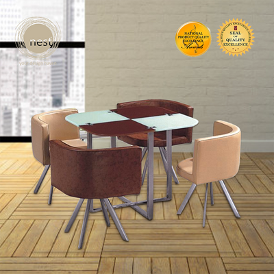 NEST DESIGN LAB Dining Table Set Square Glass 4 Seater 90x90cm Condo Living Modern Italian Design Amazing Gift Idea For Any Occasion!