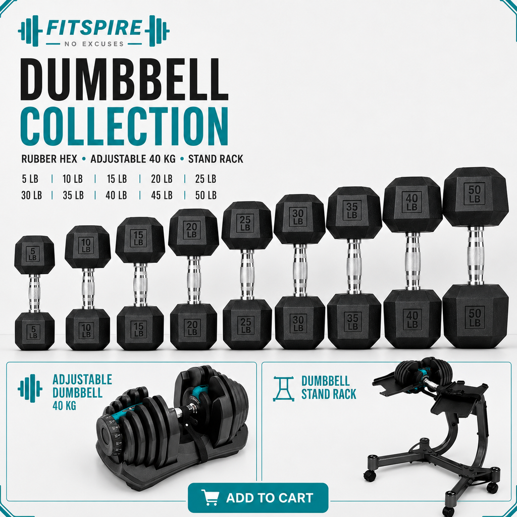 FITSPIRE Adjustable Dumbbell Weight lift Dumbbell Exercise Fitness Strength Training Workout Equipment