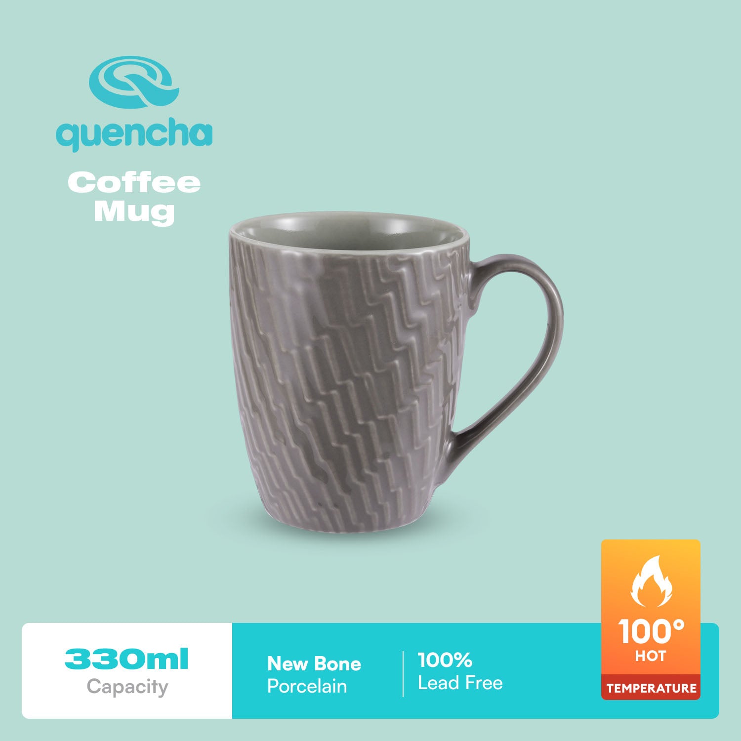 QUENCHA Horizon New Bone Porcelain Textured Mugs With Comfortable Grip & Gifting Appeal