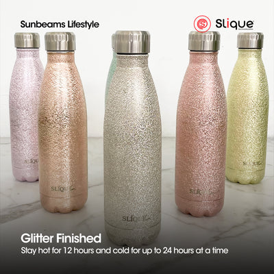 SLIQUE Stainless Steel Glitter Finish Insulated Water Bottle 500ml (Rosegold)