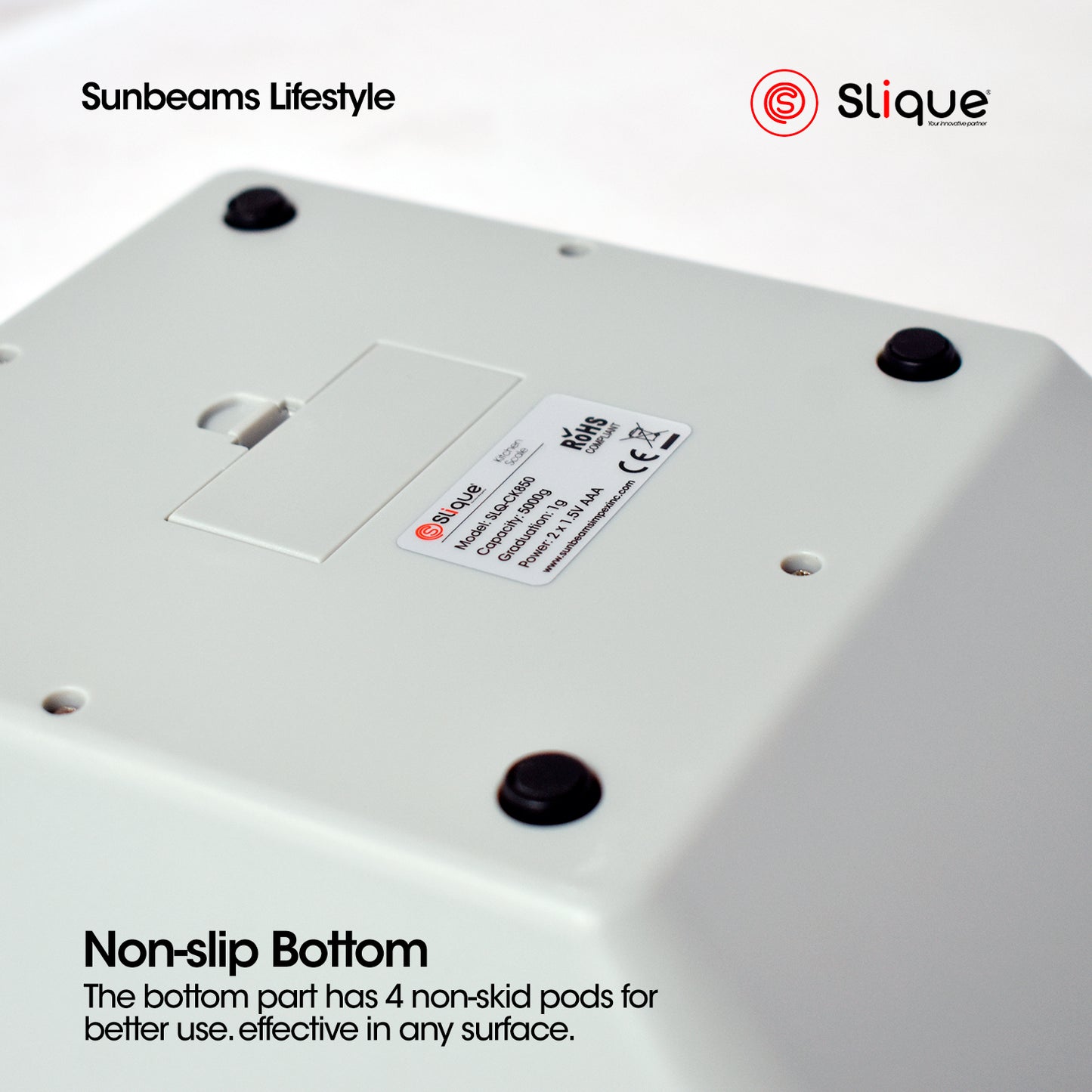 Slique Digital Kitchen Weighing Scale Tempered Glass White High Precission