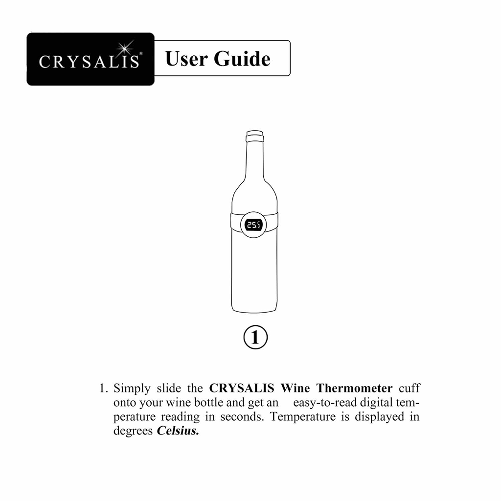 CRYSALIS Premium Wine Accessory Wine Lovers Digital Wine Thermometer Large LCD Display  Modern Italian Design Amazing Gift Idea For Any Occasion!