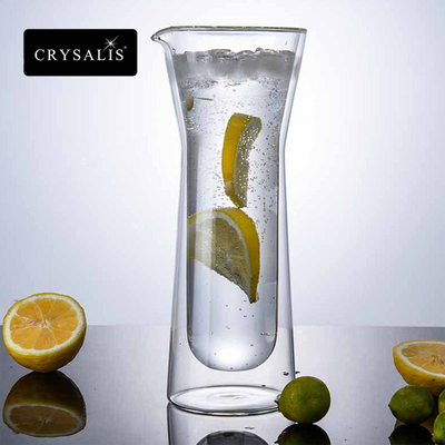 CRYSALIS Premium Clear Glass Carafe Double Wall  695ml | 23.5oz  Modern Italian Design Amazing Gift Idea For Any Occassion!