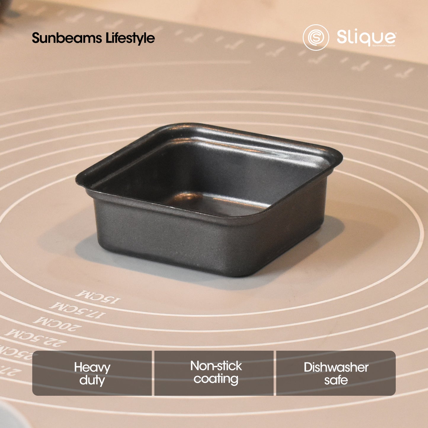 SLIQUE Premium Non-Stick Square Muffin Pan Oven Safe 7.6x7.6x2.6cm