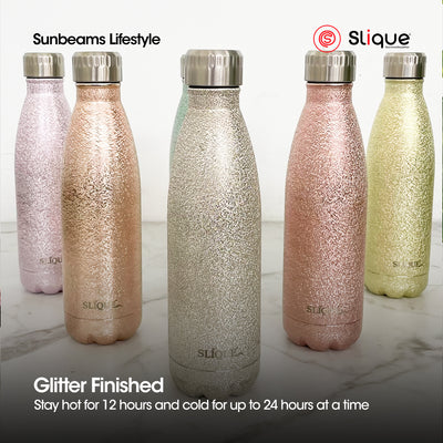 SLIQUE Stainless Steel Glitter Finish Insulated Water Bottle 500ml (White)