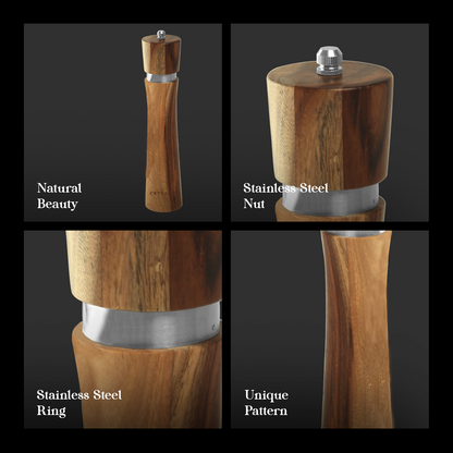CRYSALIS PREMIUM Salt & Pepper Mill Manual Grinder Acacia Wood
