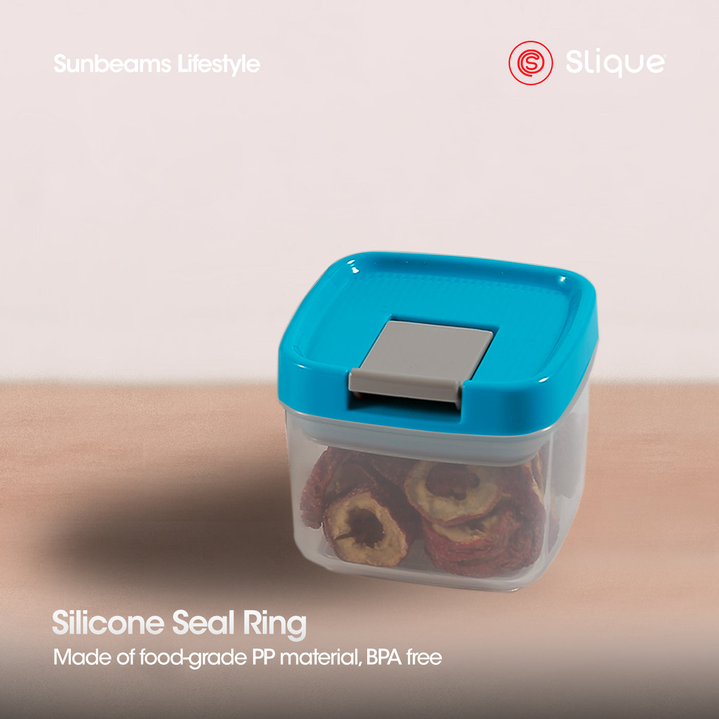 SLIQUE Premium PP Square Food Container 220ml (Aqua Green)
