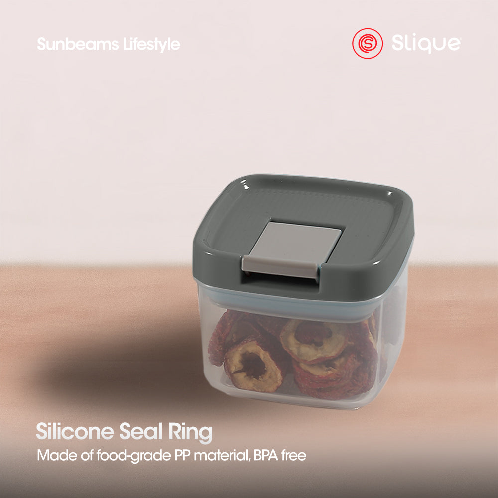 SLIQUE Premium PP Square Food Container 220ml|0.22L Airtight (Gray)