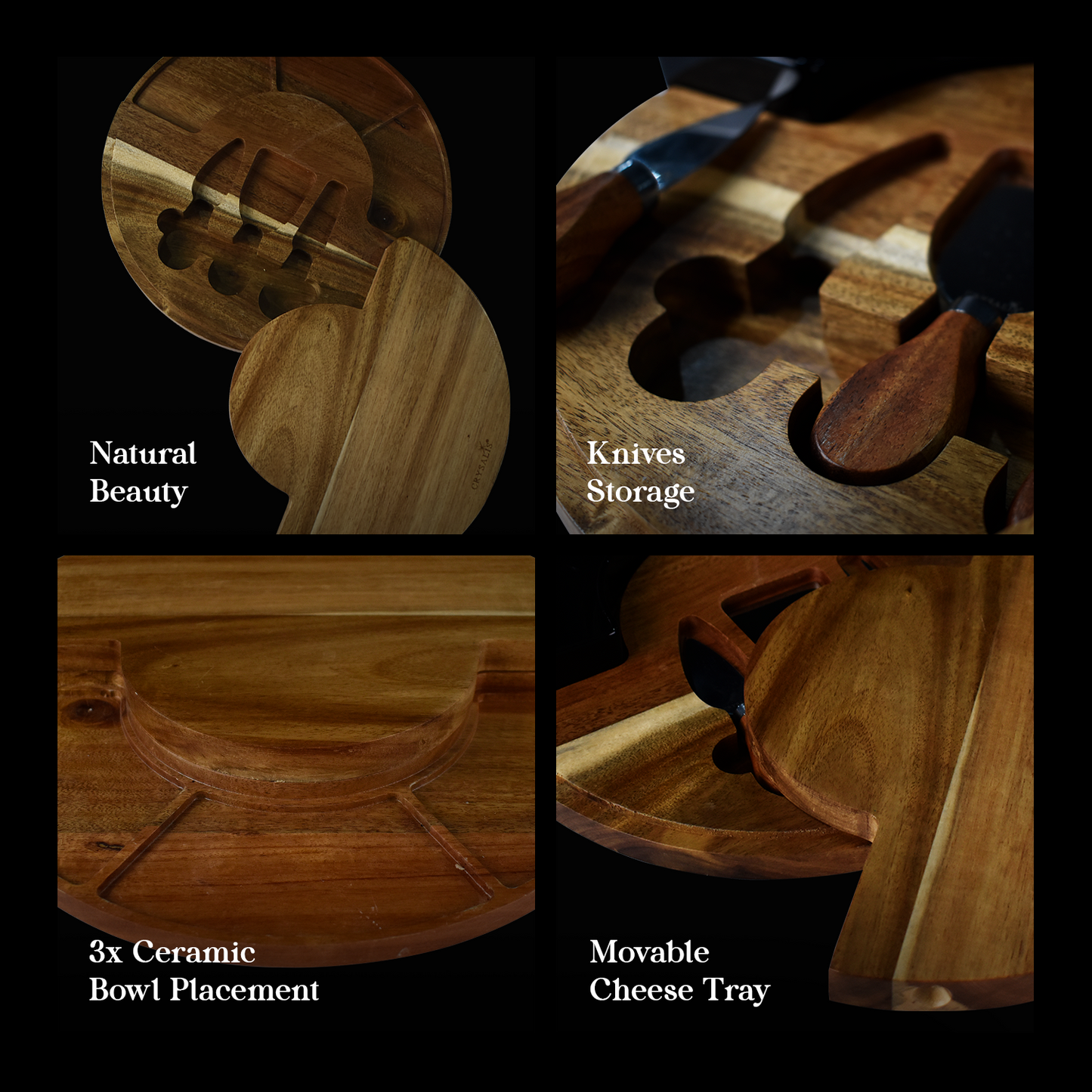 CRYSALIS Premium Cheese Set Cheese Board, Charcuterie [Set of 5/Set of 7] - Acacia Wood