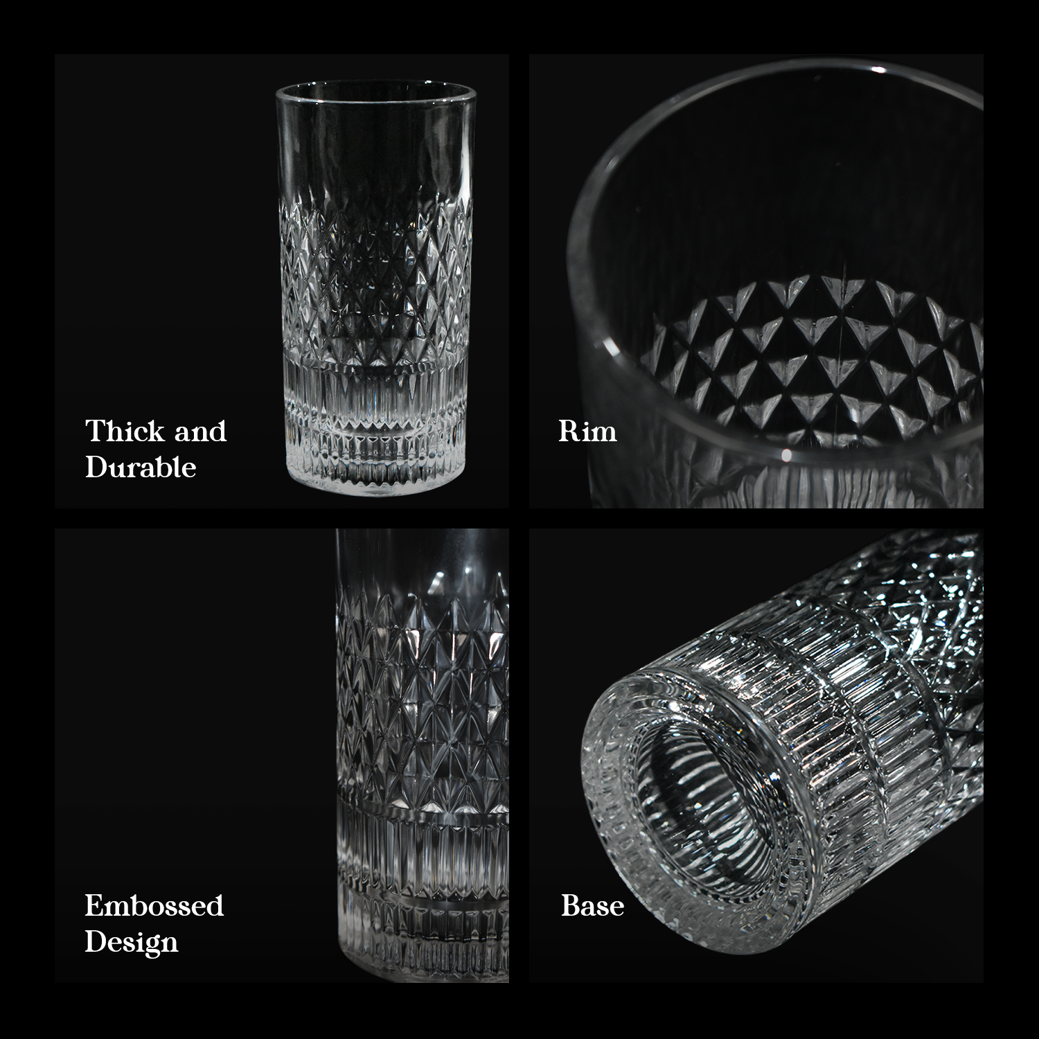 CRYSALIS Royalty Highball Glass 4pcs Set 390ml | 14oz