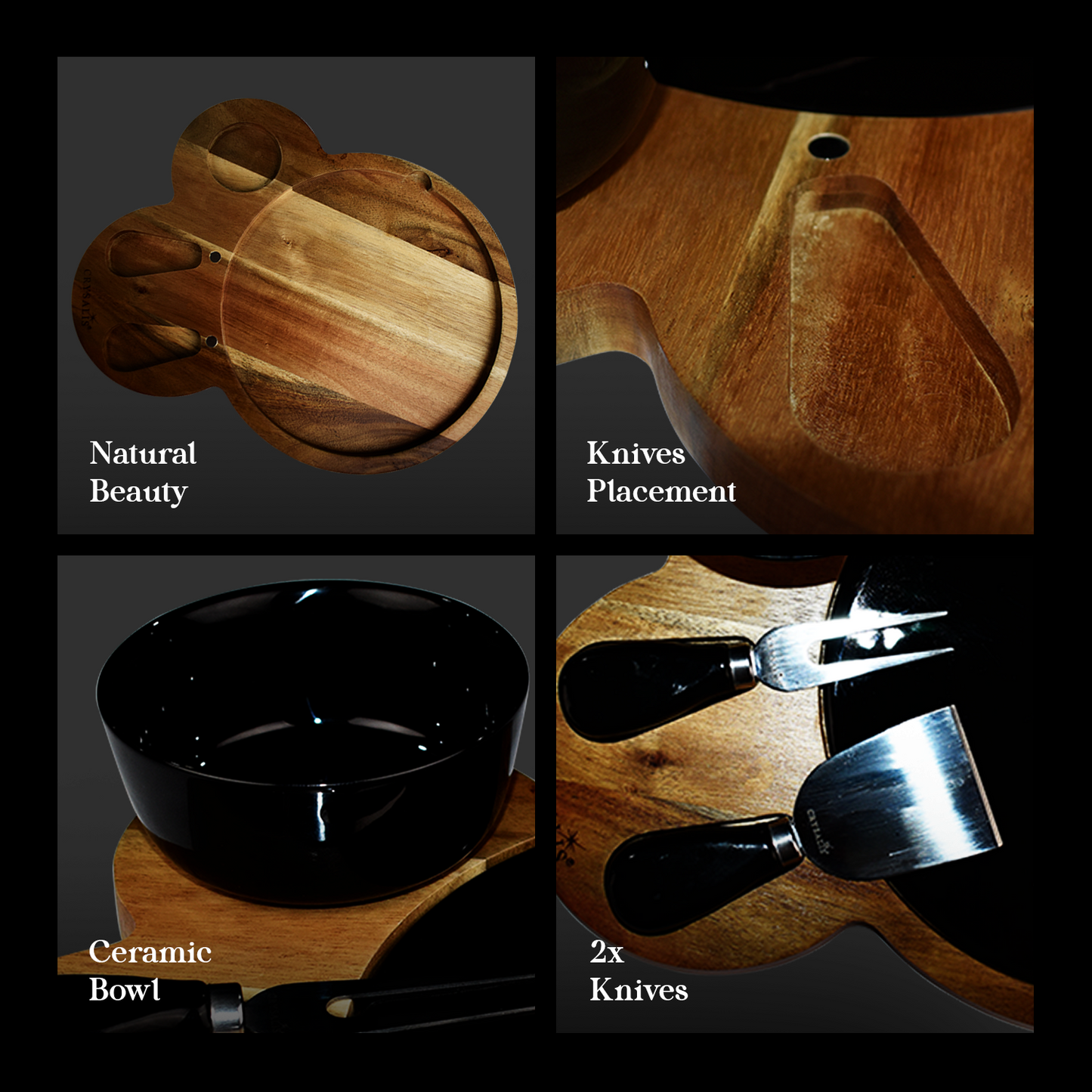 CRYSALIS Premium Cheese Set Cheese Board, Charcuterie [Set of 5/Set of 7] - Acacia Wood