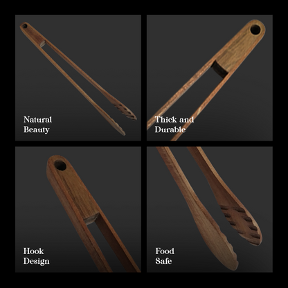CRYSALIS PREMIUM Food Tong Food Utensils Cooking Tools - Acacia Wood