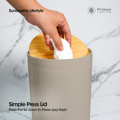 PRIMEO Premium Bamboo Waste Bin 18x18x27cm Modern Italian Design Amazing Gift Idea For Any Occasion!
