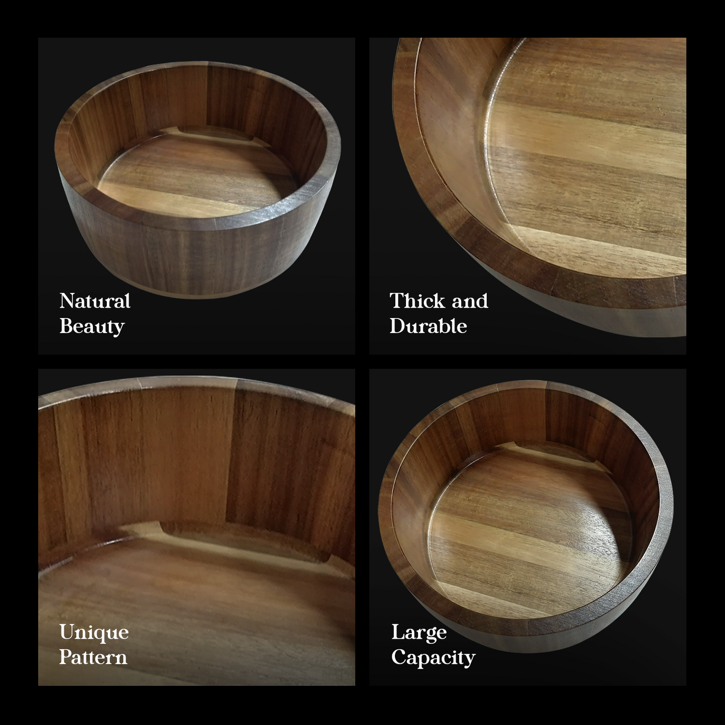 CRYSALIS PREMIUM Salad Bowl Rice Dessert Bowl Acacia Wood