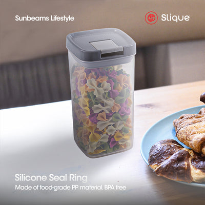SLIQUE Premium PP Square Food Container 650ml|0.65L Airtight (Grey)