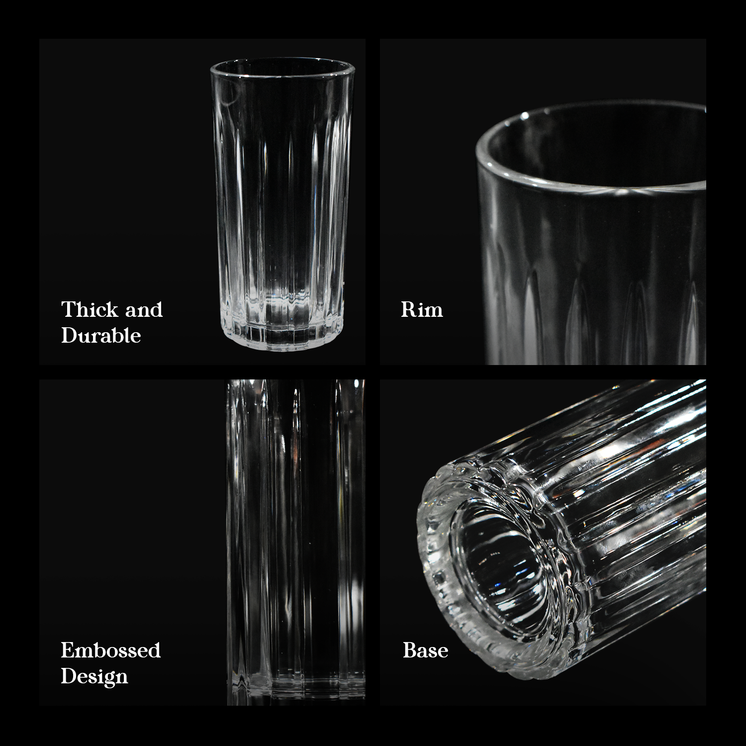 CRYSALIS Royalty Highball Glass 4pcs Set 390ml | 14oz