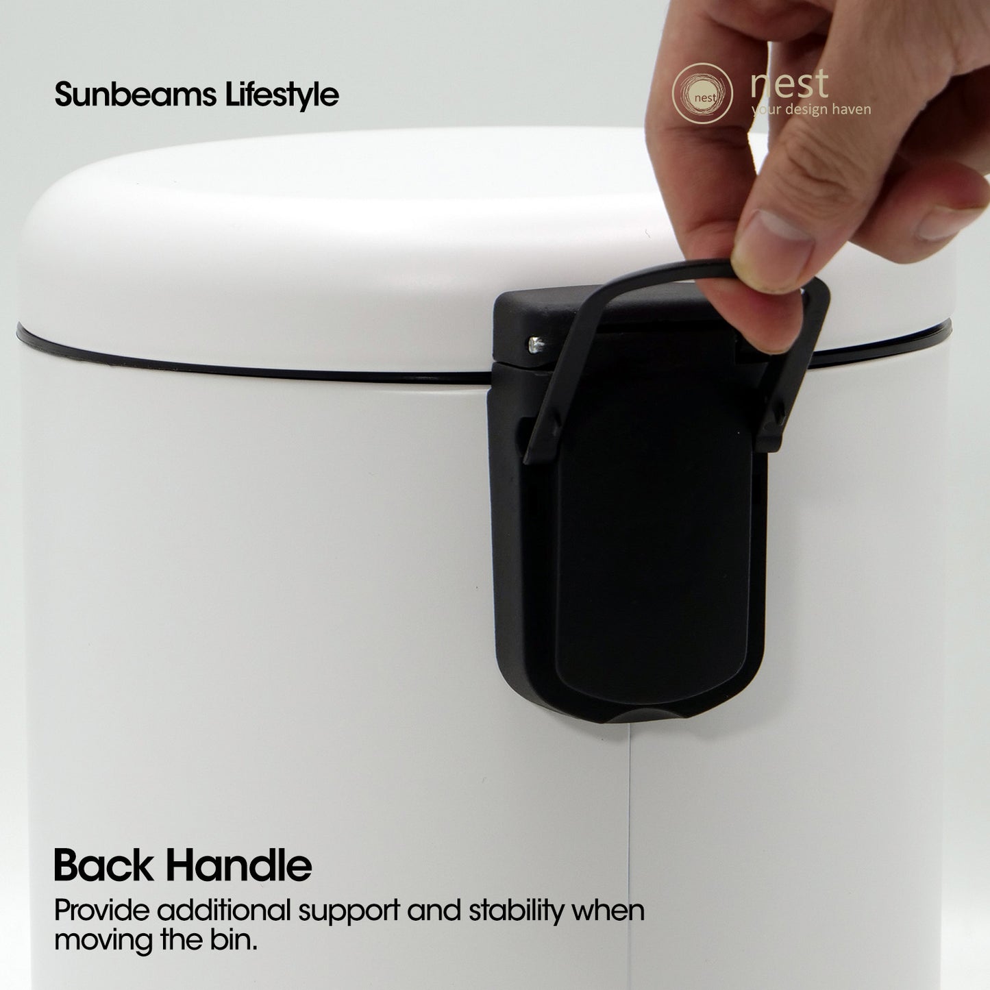NEST DESIGN LAB Pedal Bin 5L - Premium Metal Soft Close Lid