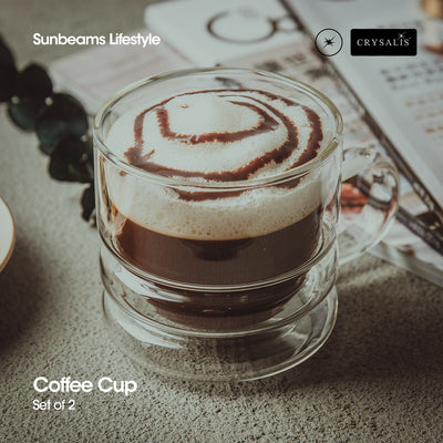 CRYSALIS Premium Coffee Cup w/ Handle Double 280ml [Set of 2]