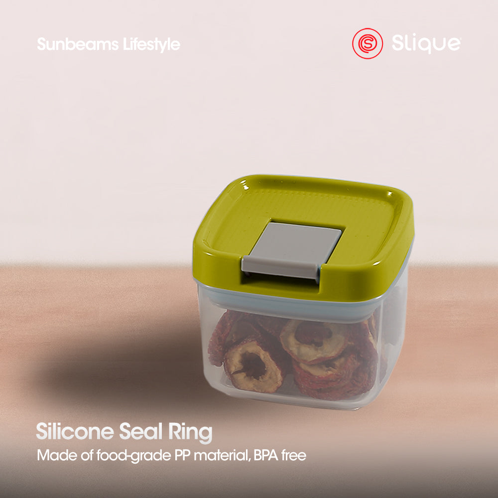 SLIQUE Premium PP Square Food Container 220ml|0.22L Airtight (Green)