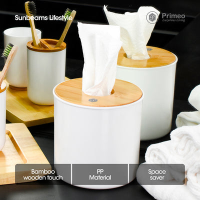 PRIMEO Premium Bamboo Toilet Roll Holder 13x13x13cm Modern Italian Design Amazing Gift Idea For Any Occasion!