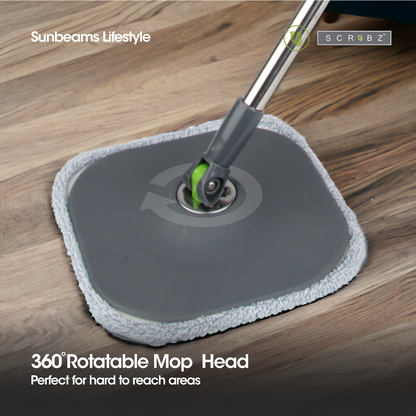 SCRUBZ Premium 360° Microfiber Square Spin Mop