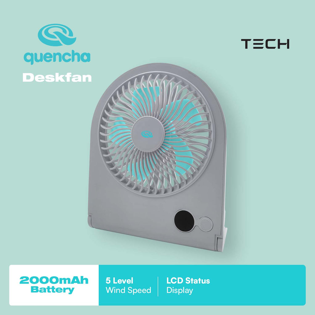 QUENCHA Portable Desk Fan 2000mAh Rechargeable Mini Fan
